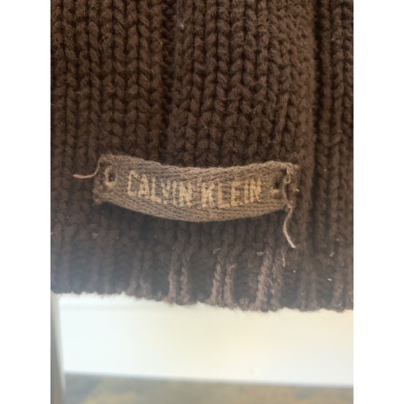 Men's Calvin Klein XL Extra Large Brown Cotton Knit Long Sleeve V-Neck Sweater - Picture 3 of 7